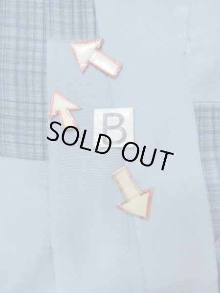 画像15: M1128E  男性用襦袢  シルク（正絹）  灰色がかった 水色, チェック柄 【中古】 【USED】 【リサイクル】 ★★★☆☆ (15)