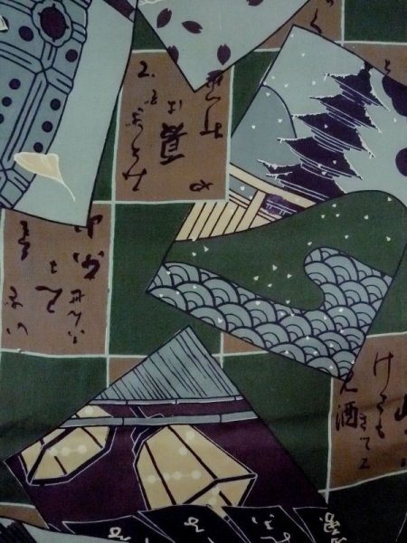 画像3: M1128F  男性用襦袢  シルク(正絹)   緑色, 寺 【中古】 【USED】 【リサイクル】 ★★☆☆☆ (3)