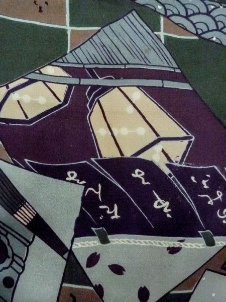 画像6: M1128F  男性用襦袢  シルク(正絹)   緑色, 寺 【中古】 【USED】 【リサイクル】 ★★☆☆☆ (6)