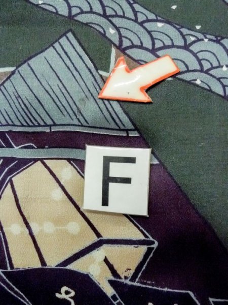 画像19: M1128F  男性用襦袢  シルク(正絹)   緑色, 寺 【中古】 【USED】 【リサイクル】 ★★☆☆☆ (19)