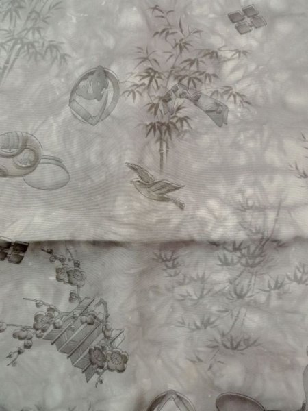 画像4: M1128H  男性用襦袢  シルク（正絹）   灰色, 梅 【中古】 【USED】 【リサイクル】 ★★★☆☆ (4)