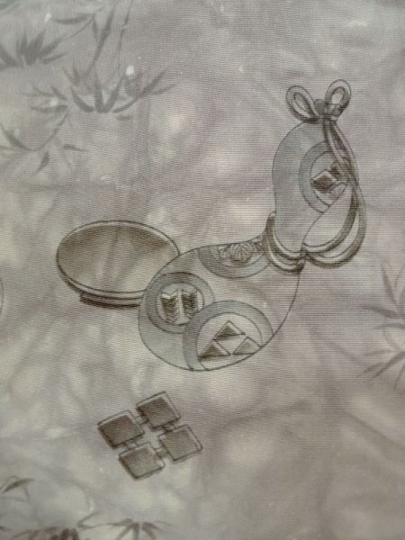 画像5: M1128H  男性用襦袢  シルク（正絹）   灰色, 梅 【中古】 【USED】 【リサイクル】 ★★★☆☆ (5)