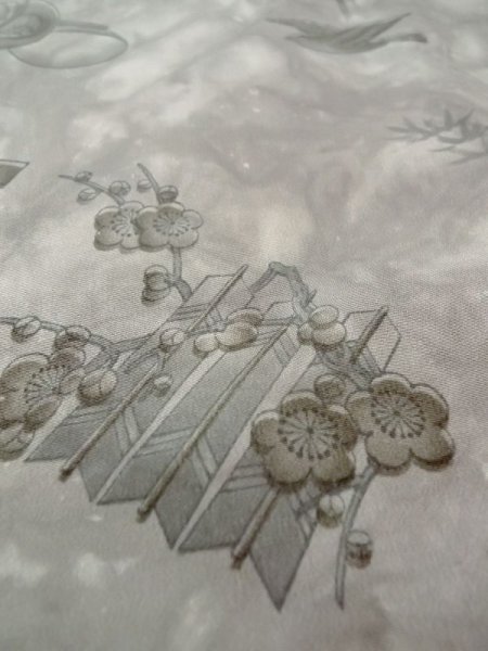 画像8: M1128H  男性用襦袢  シルク（正絹）   灰色, 梅 【中古】 【USED】 【リサイクル】 ★★★☆☆ (8)