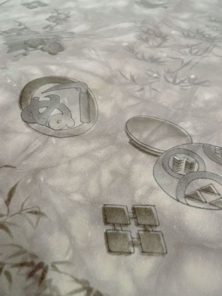 画像9: M1128H  男性用襦袢  シルク（正絹）   灰色, 梅 【中古】 【USED】 【リサイクル】 ★★★☆☆ (9)