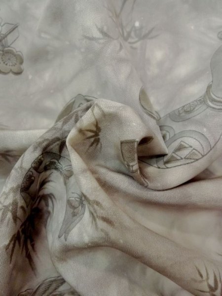 画像11: M1128H  男性用襦袢  シルク（正絹）   灰色, 梅 【中古】 【USED】 【リサイクル】 ★★★☆☆ (11)