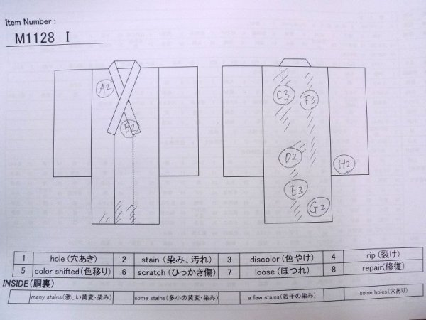画像10: M1128I  男性用襦袢  シルク(正絹)  灰色がかった 緑色, 虎 【中古】 【USED】 【リサイクル】 ★★☆☆☆ (10)
