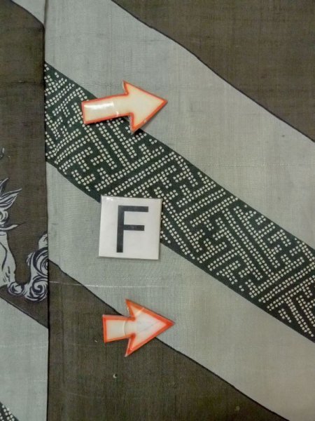 画像16: M1128I  男性用襦袢  シルク(正絹)  灰色がかった 緑色, 虎 【中古】 【USED】 【リサイクル】 ★★☆☆☆ (16)