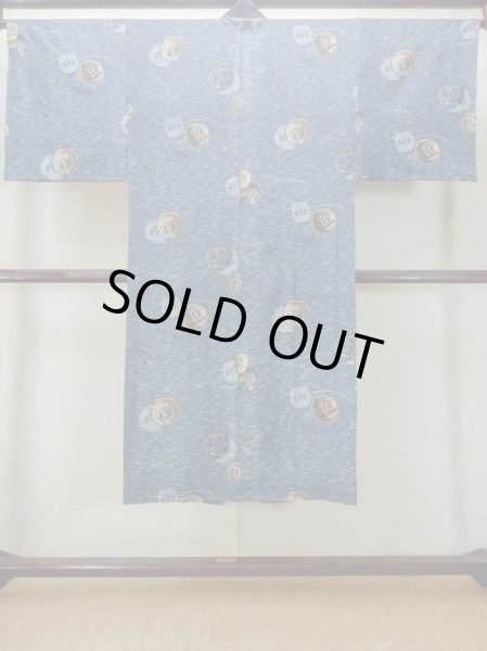 画像2: M1128J  男性用襦袢 鍔柄 ウール   青, 鳥 【中古】 【USED】 【リサイクル】 ★☆☆☆☆ (2)