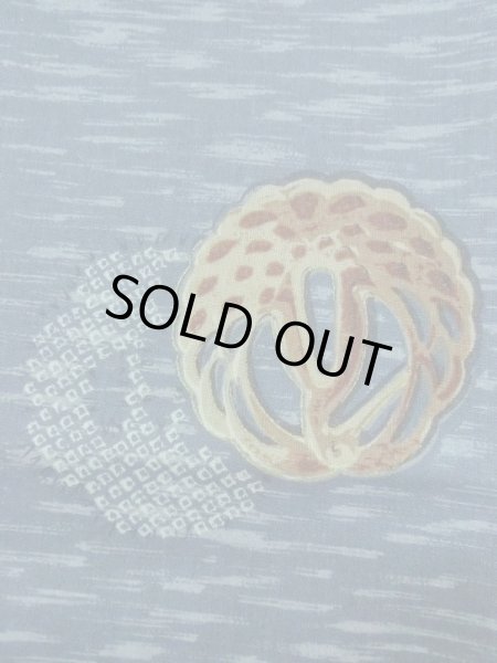 画像5: M1128J  男性用襦袢 鍔柄 ウール   青, 鳥 【中古】 【USED】 【リサイクル】 ★☆☆☆☆ (5)