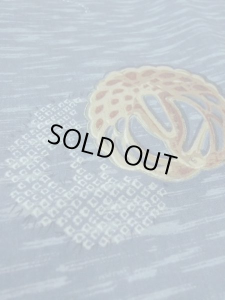 画像10: M1128J  男性用襦袢 鍔柄 ウール   青, 鳥 【中古】 【USED】 【リサイクル】 ★☆☆☆☆ (10)