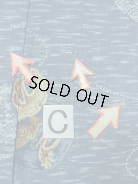 画像16: M1128J  男性用襦袢 鍔柄 ウール   青, 鳥 【中古】 【USED】 【リサイクル】 ★☆☆☆☆ (16)