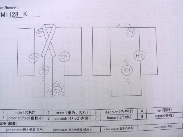画像13: M1128K  男性用襦袢 七福神柄、硬貨柄 化繊   黒, 岩 【中古】 【USED】 【リサイクル】 ★☆☆☆☆ (13)