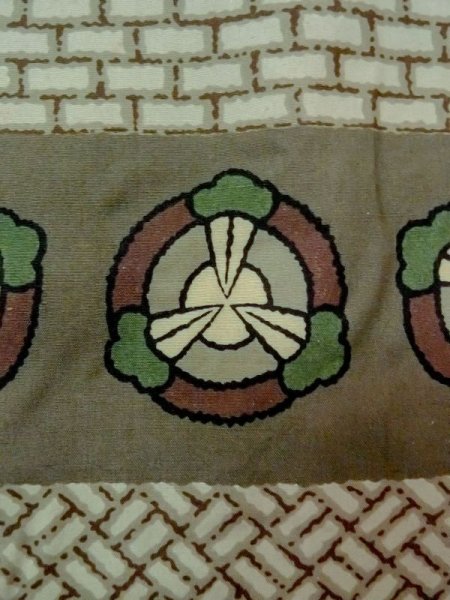 画像6: M1128L  男性用襦袢 瓢箪、将棋の駒柄 化繊   茶色, 檜垣文 【中古】 【USED】 【リサイクル】 ★★☆☆☆ (6)