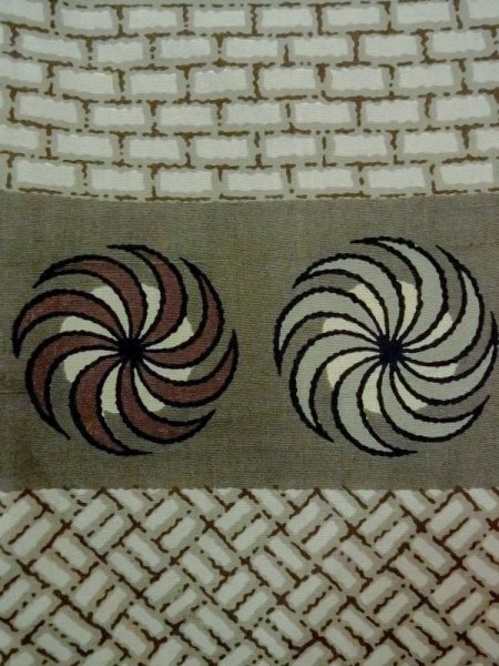 画像7: M1128L  男性用襦袢 瓢箪、将棋の駒柄 化繊   茶色, 檜垣文 【中古】 【USED】 【リサイクル】 ★★☆☆☆ (7)