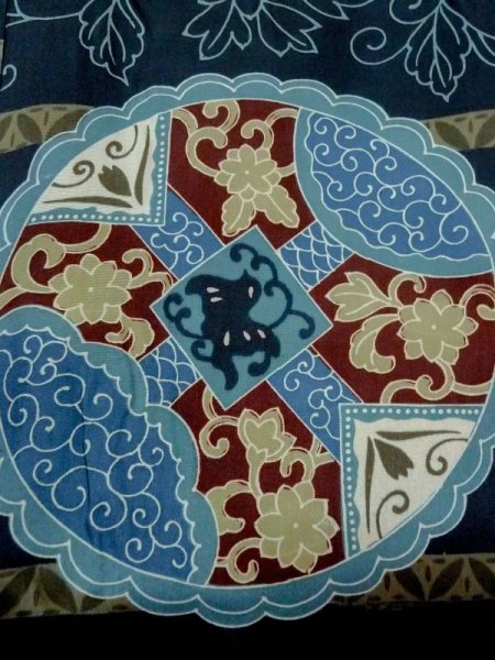 画像4: M1128M  男性用襦袢  化繊   藍, 鳥 【中古】 【USED】 【リサイクル】 ★★☆☆☆ (4)