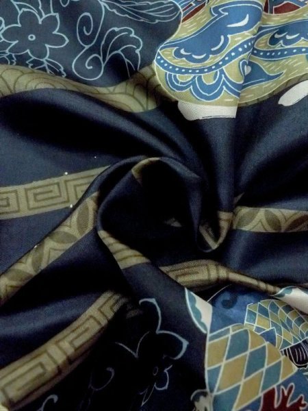 画像10: M1128M  男性用襦袢  化繊   藍, 鳥 【中古】 【USED】 【リサイクル】 ★★☆☆☆ (10)