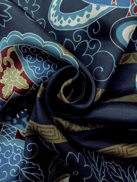 画像11: M1128M  男性用襦袢  化繊   藍, 鳥 【中古】 【USED】 【リサイクル】 ★★☆☆☆ (11)