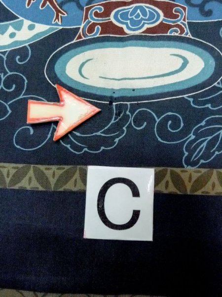 画像15: M1128M  男性用襦袢  化繊   藍, 鳥 【中古】 【USED】 【リサイクル】 ★★☆☆☆ (15)