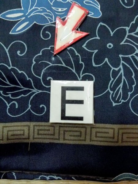 画像17: M1128M  男性用襦袢  化繊   藍, 鳥 【中古】 【USED】 【リサイクル】 ★★☆☆☆ (17)