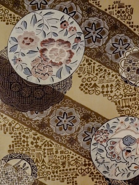 画像3: M1128N  男性用襦袢  綿   茶色, 花 【中古】 【USED】 【リサイクル】 ★☆☆☆☆ (3)