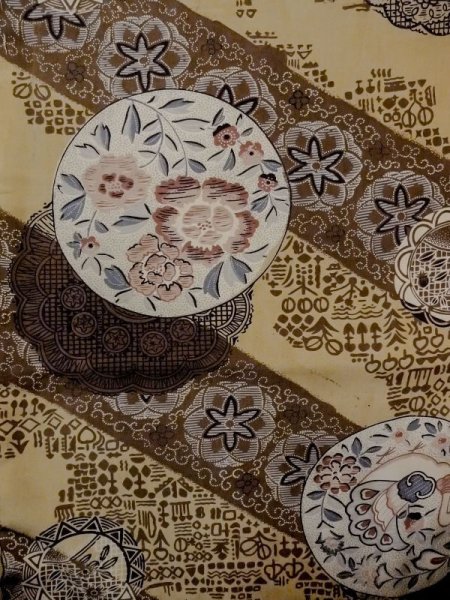 画像4: M1128N  男性用襦袢  綿   茶色, 花 【中古】 【USED】 【リサイクル】 ★☆☆☆☆ (4)