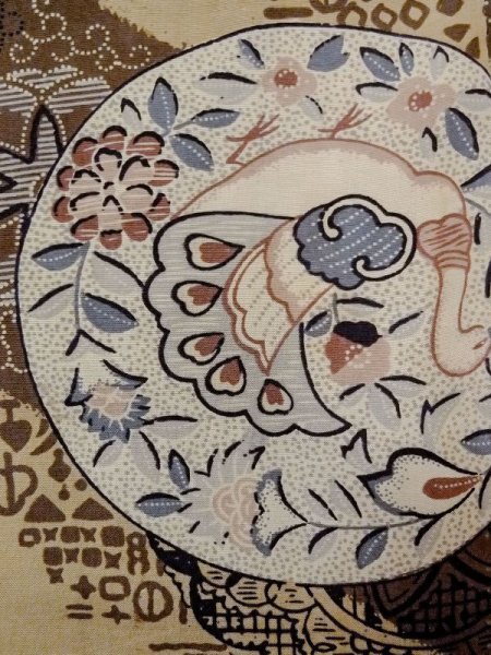 画像6: M1128N  男性用襦袢  綿   茶色, 花 【中古】 【USED】 【リサイクル】 ★☆☆☆☆ (6)