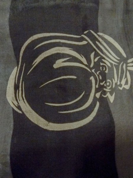 画像8: M1128Q  羽織  シルク(正絹)   茶色, 抽象的模様 【中古】 【USED】 【リサイクル】 ★★☆☆☆ (8)