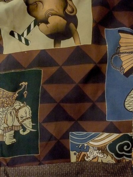 画像10: M1128U  羽織  シルク(正絹)   茶色, 抽象的模様 【中古】 【USED】 【リサイクル】 ★☆☆☆☆ (10)