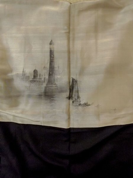 画像7: M1128Z  羽織  シルク（正絹）   黒,  【中古】 【USED】 【リサイクル】 ★★★☆☆ (7)