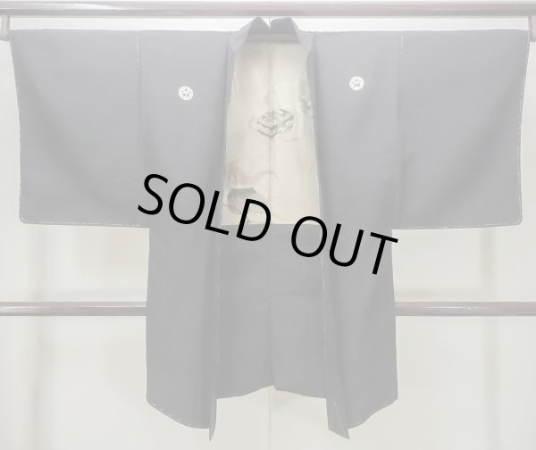 画像1: M1129A Mint  羽織  シルク(正絹)   黒,  【中古】 【USED】 【リサイクル】 ★★★★☆ (1)