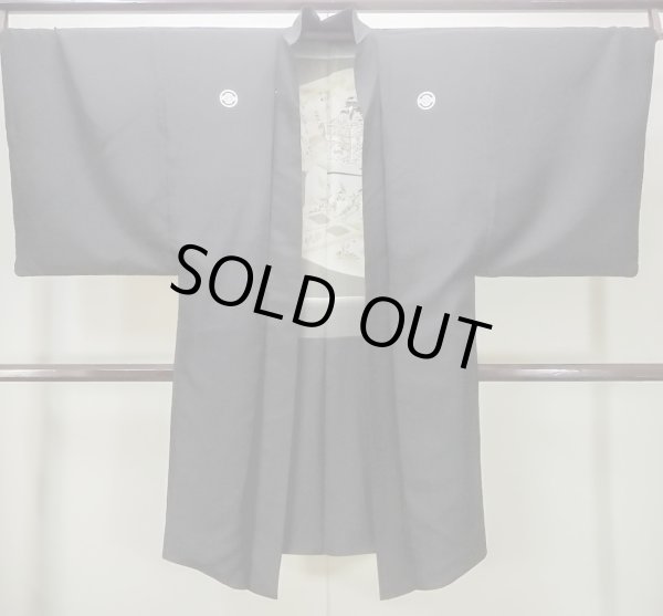 画像1: M1129B  羽織  シルク（正絹）   黒,  【中古】 【USED】 【リサイクル】 ★☆☆☆☆ (1)