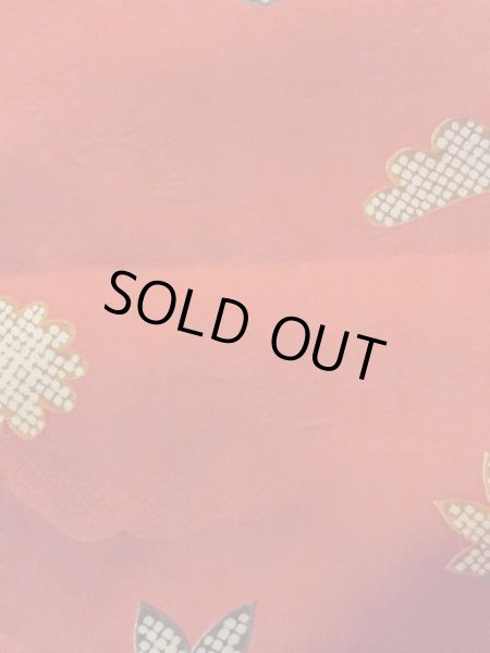 画像21: M1207A  女性用 振袖  シルク（正絹）   赤色, ぼたん 【中古】 【USED】 【リサイクル】 ★★★☆☆ (21)