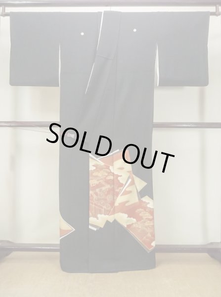 画像2: M1207B Mint  女性用 留袖  シルク（正絹）   黒, ぼたん 【中古】 【USED】 【リサイクル】 ★★★★☆ (2)