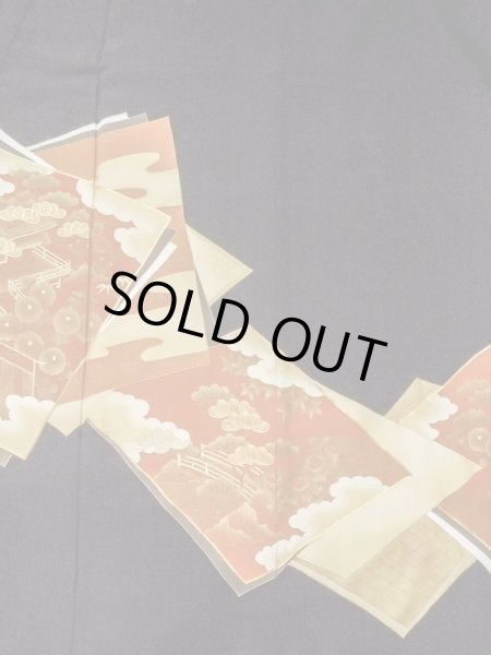 画像5: M1207B Mint  女性用 留袖  シルク（正絹）   黒, ぼたん 【中古】 【USED】 【リサイクル】 ★★★★☆ (5)