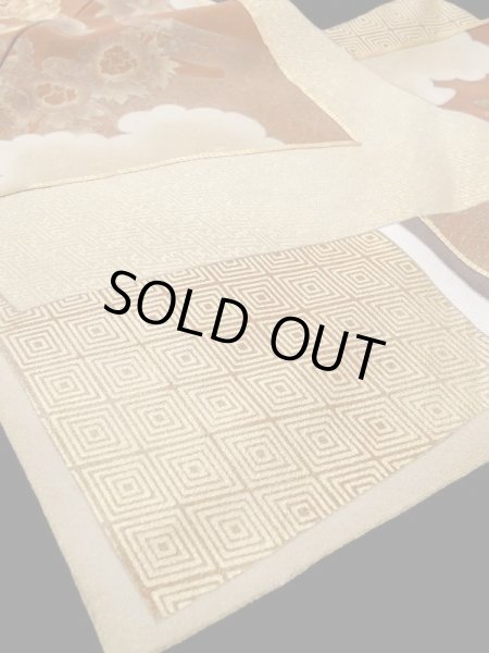 画像16: M1207B Mint  女性用 留袖  シルク（正絹）   黒, ぼたん 【中古】 【USED】 【リサイクル】 ★★★★☆ (16)