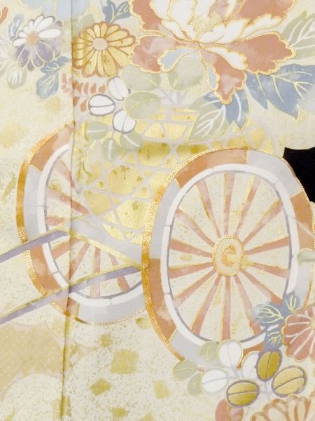 画像9: M1207D  女性用 留袖  シルク(正絹)   黒, ぼたん 【中古】 【USED】 【リサイクル】 ★★★☆☆ (9)