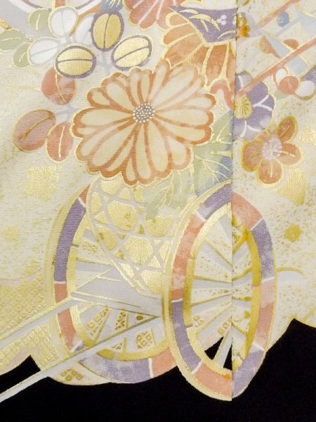 画像10: M1207D  女性用 留袖  シルク(正絹)   黒, ぼたん 【中古】 【USED】 【リサイクル】 ★★★☆☆ (10)