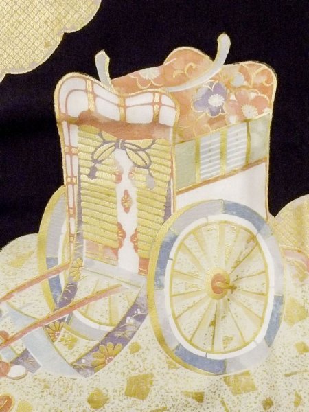 画像11: M1207D  女性用 留袖  シルク(正絹)   黒, ぼたん 【中古】 【USED】 【リサイクル】 ★★★☆☆ (11)