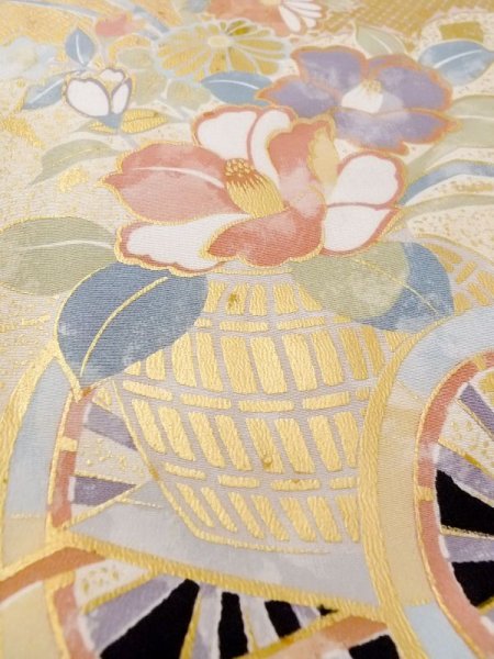 画像18: M1207D  女性用 留袖  シルク(正絹)   黒, ぼたん 【中古】 【USED】 【リサイクル】 ★★★☆☆ (18)