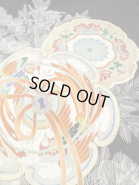 画像12: M1207E  女性用 留袖  シルク(正絹)   黒, 菊 【中古】 【USED】 【リサイクル】 ★★★☆☆ (12)