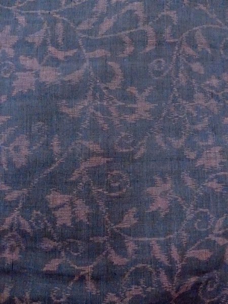 画像4: M1207L  女性用 織  シルク(正絹)  灰色がかった 紺, 花 【中古】 【USED】 【リサイクル】 ★★★☆☆ (4)