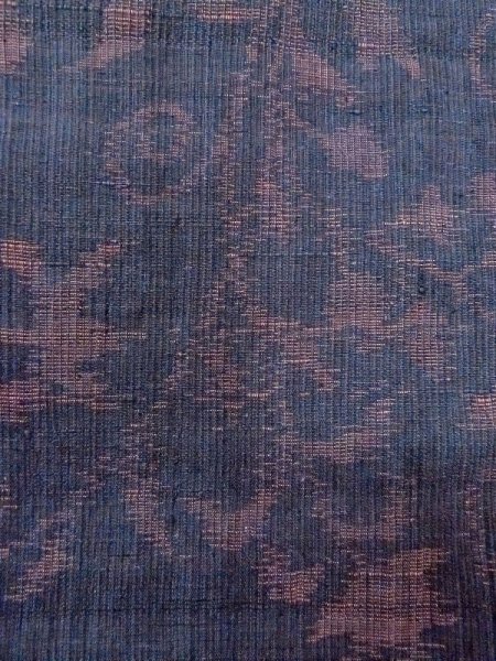 画像6: M1207L  女性用 織  シルク(正絹)  灰色がかった 紺, 花 【中古】 【USED】 【リサイクル】 ★★★☆☆ (6)