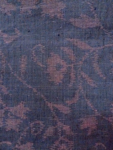 画像7: M1207L  女性用 織  シルク(正絹)  灰色がかった 紺, 花 【中古】 【USED】 【リサイクル】 ★★★☆☆ (7)