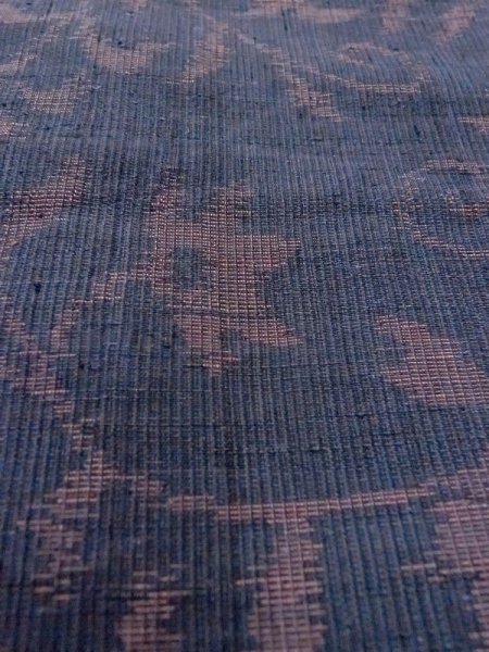 画像8: M1207L  女性用 織  シルク(正絹)  灰色がかった 紺, 花 【中古】 【USED】 【リサイクル】 ★★★☆☆ (8)