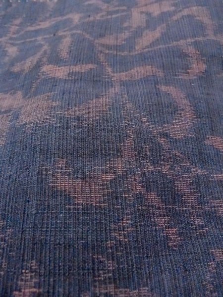 画像9: M1207L  女性用 織  シルク(正絹)  灰色がかった 紺, 花 【中古】 【USED】 【リサイクル】 ★★★☆☆ (9)