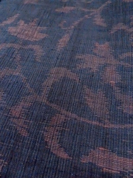 画像10: M1207L  女性用 織  シルク(正絹)  灰色がかった 紺, 花 【中古】 【USED】 【リサイクル】 ★★★☆☆ (10)