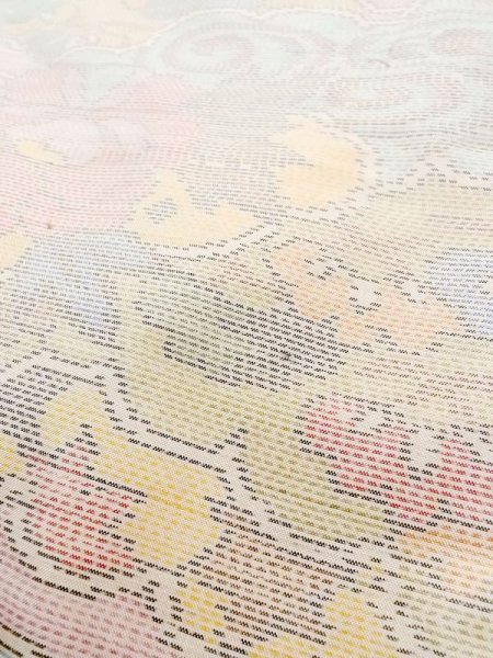 画像10: M1207O Mint  女性用 十日町紬  シルク(正絹)  淡い マルチカラー, 花 【中古】 【USED】 【リサイクル】 ★★★★☆ (10)