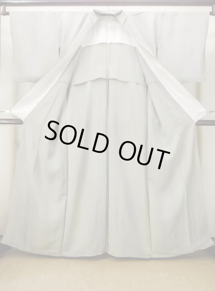 画像2: M1207V  女性用 小千谷紬  シルク（正絹） 淡い 灰色がかった 緑色, ぼかし 灰色がかった【中古】 【USED】 【リサイクル】 ★★★☆☆ (2)