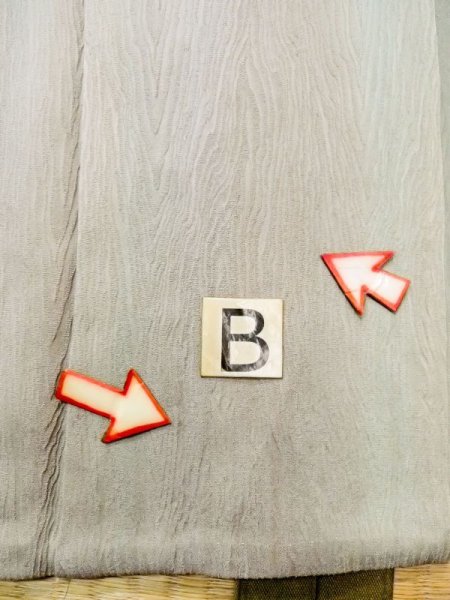 画像14: M1207V  女性用 小千谷紬  シルク(正絹) 淡い 灰色がかった 緑色, ぼかし 灰色がかった【中古】 【USED】 【リサイクル】 ★★★☆☆ (14)