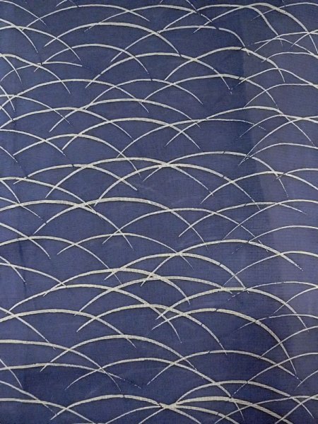 画像3: M1207W  女性用 単衣  シルク(正絹)   紺, 芝草 【中古】 【USED】 【リサイクル】 ★★☆☆☆ (3)